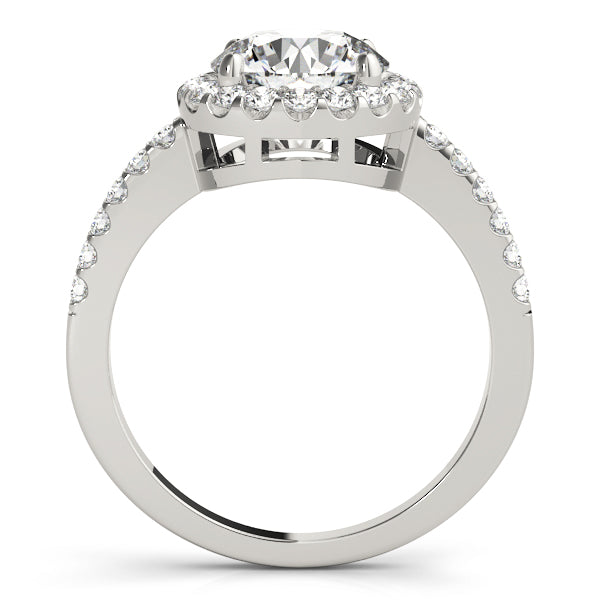 Single Row Halo Engagement Ring