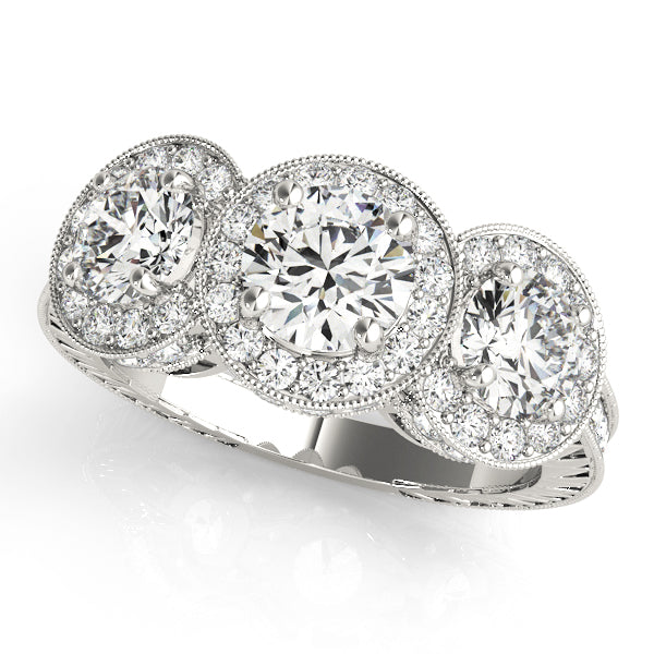 ENGAGEMENT RINGS 3 STONE ROUND