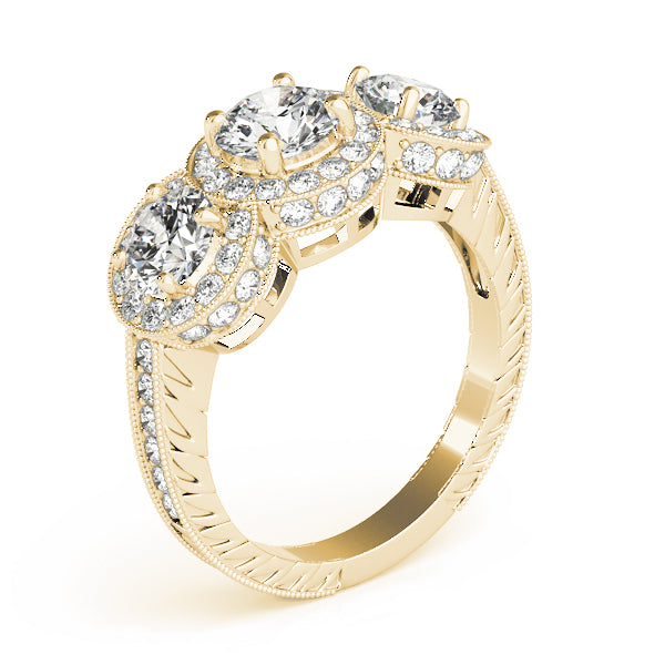 ENGAGEMENT RINGS 3 STONE ROUND