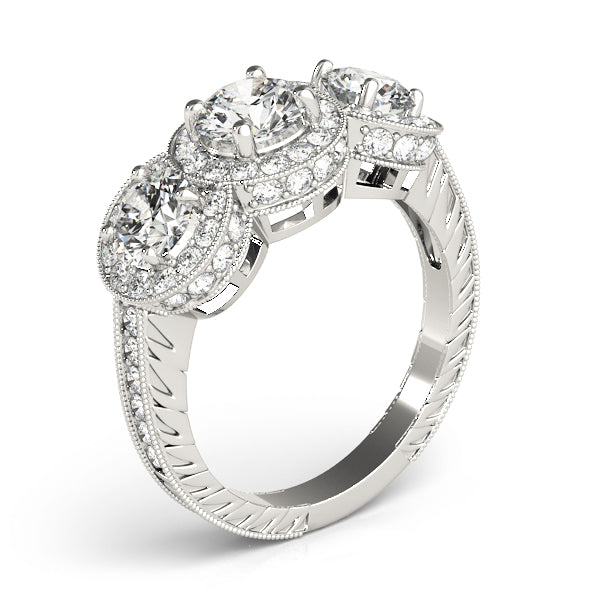 ENGAGEMENT RINGS 3 STONE ROUND