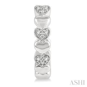1/20 Ctw Mini Hearts Round Cut Diamond Hoop Earrings in Sterling Silver