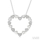 1/20 Ctw Puffed Heart Plain and Round Cut Diamond Fashion Pendant With Chain in Sterling Silver