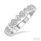 1/20 Ctw Mini Hearts Round Cut Diamond Fashion Band in Sterling Silver