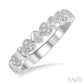 1/20 Ctw Mini Hearts Round Cut Diamond Fashion Band in Sterling Silver