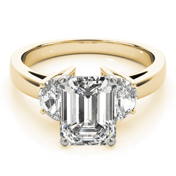 3-Stone Round & Emerald Cut Engagement Ring