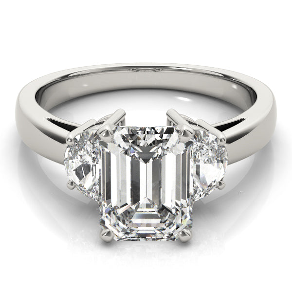 3-Stone Round & Emerald Cut Engagement Ring