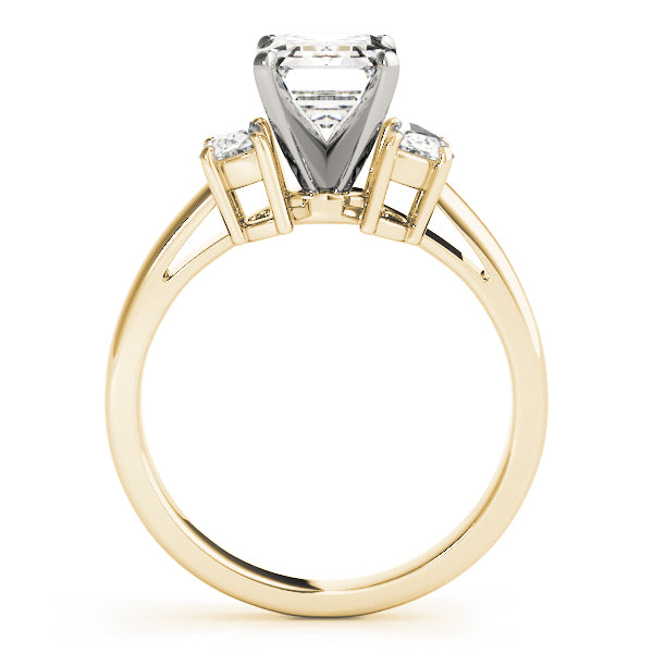 3-Stone Round & Emerald Cut Engagement Ring