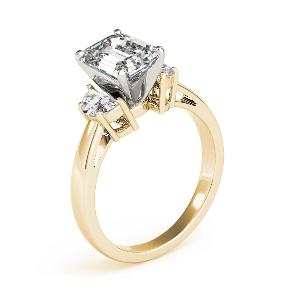 3-Stone Round & Emerald Cut Engagement Ring