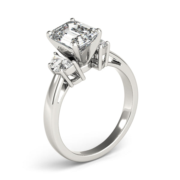 3-Stone Round & Emerald Cut Engagement Ring