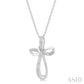 1/50 Ctw Infinity Cross Round Cut Diamond Pendant With Chain in Sterling Silver