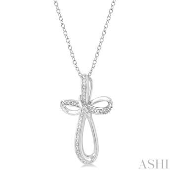 1/50 Ctw Infinity Cross Round Cut Diamond Pendant With Chain in Sterling Silver
