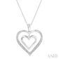 1/50 Ctw Twin Heart Round Cut Diamond Pendant With Chain in Sterling Silver