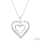 1/50 Ctw Twin Heart Round Cut Diamond Pendant With Chain in Sterling Silver