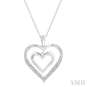 1/50 Ctw Twin Heart Round Cut Diamond Pendant With Chain in Sterling Silver