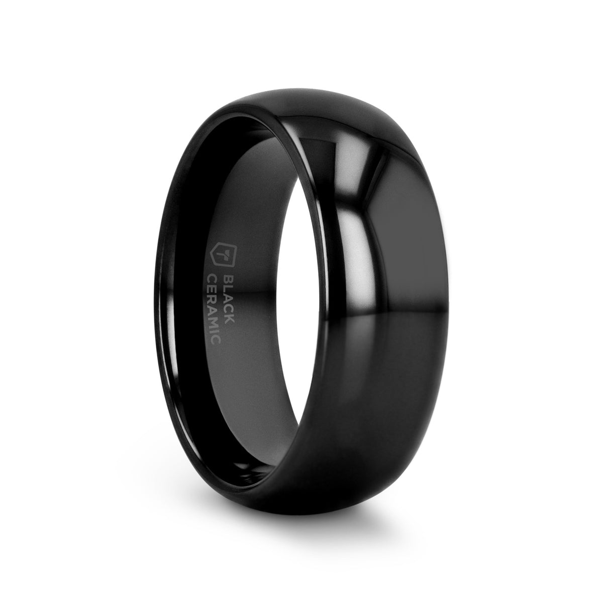 LANDON Domed Polish Finished Black Ceramic Ring - 2mm - 12mm - 8mm