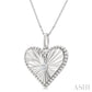 1/20 Ctw Heart fluted medallion Round Cut Diamond Pirouette Pendant With Chain in Sterling Silver