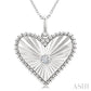1/20 Ctw Heart fluted medallion Round Cut Diamond Pirouette Pendant With Chain in Sterling Silver