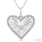 1/20 Ctw Heart fluted medallion Round Cut Diamond Pirouette Pendant With Chain in Sterling Silver