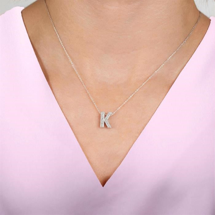 1/20 Ctw Bubble Accent Initial 'A' Round Cut Diamond Fashion Pendant With Chain in Sterling Silver