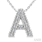 1/20 Ctw Bubble Accent Initial 'A' Round Cut Diamond Fashion Pendant With Chain in Sterling Silver