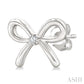 1/50 Ctw Bow Round Cut Diamond Fashion Earrings in Sterling Silver