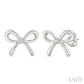 1/50 Ctw Bow Round Cut Diamond Fashion Earrings in Sterling Silver