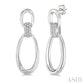 1/10 Ctw Oval Shape Link Round Cut Diamond Fashion Earrings in Sterling Silver