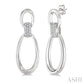 1/10 Ctw Oval Shape Link Round Cut Diamond Fashion Earrings in Sterling Silver