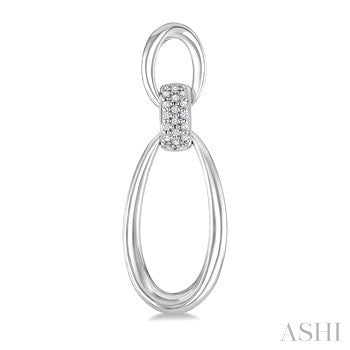 1/10 Ctw Oval Shape Link Round Cut Diamond Fashion Earrings in Sterling Silver