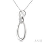 1/10 Ctw Open Window Oval Shape Link Round Cut Diamond Fashion Pendant With Chain in Sterling Silver