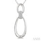 1/10 Ctw Open Window Oval Shape Link Round Cut Diamond Fashion Pendant With Chain in Sterling Silver