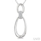 1/10 Ctw Open Window Oval Shape Link Round Cut Diamond Fashion Pendant With Chain in Sterling Silver