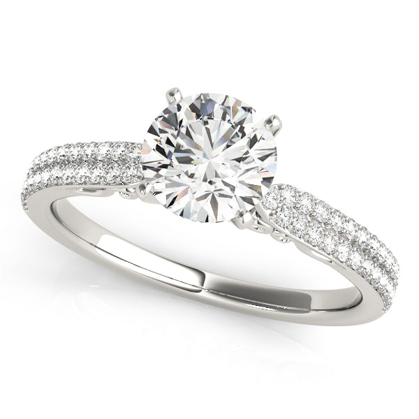 Double Row Pavé Solitaire Engagement Rings