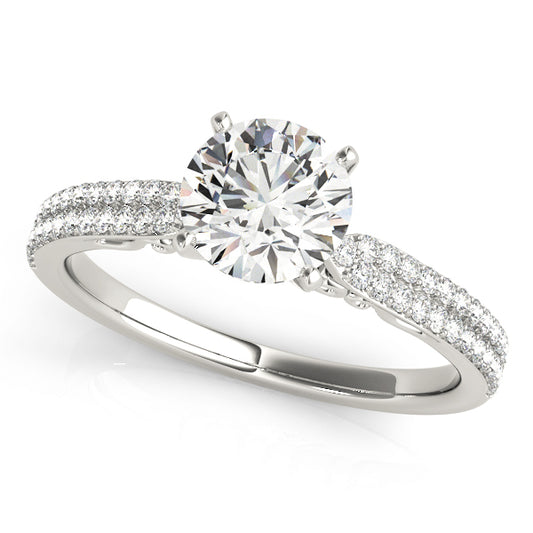 Double Row Pavé Solitaire Engagement Rings