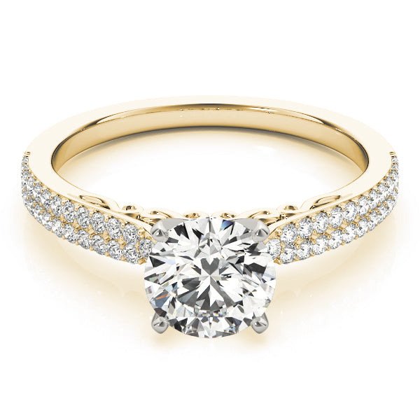 Double Row Pavé Solitaire Engagement Rings