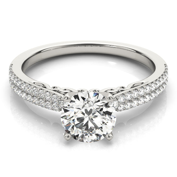 Double Row Pavé Solitaire Engagement Rings