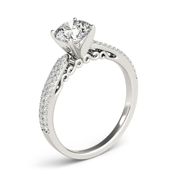 Double Row Pavé Solitaire Engagement Rings