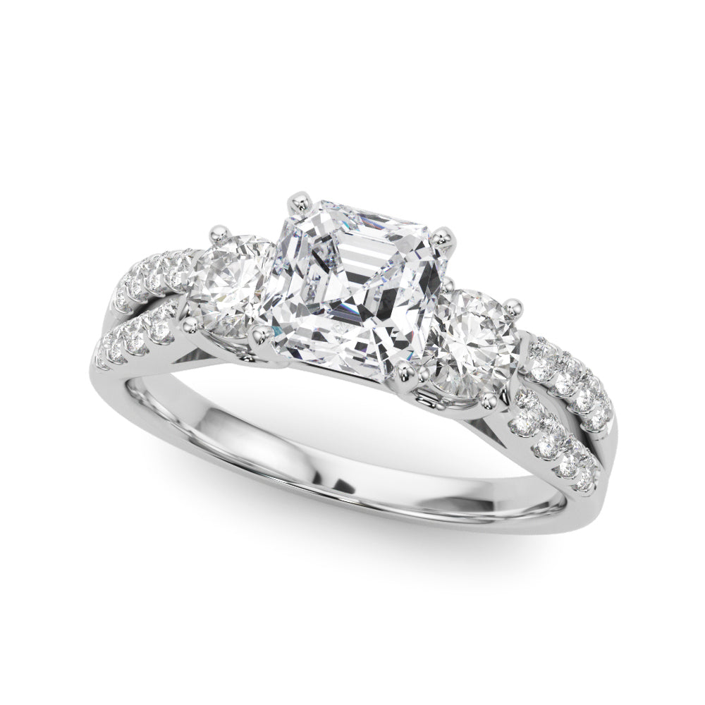 Three Stone Engagement Ring with Split Shank