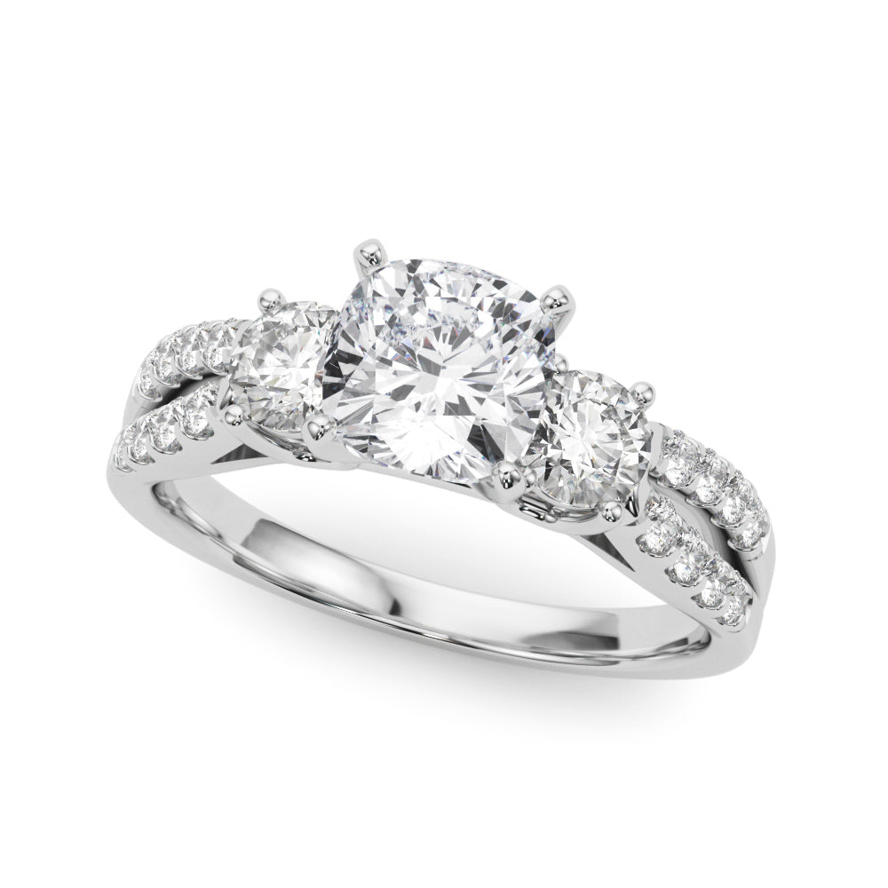 Three Stone Engagement Ring with Split Shank