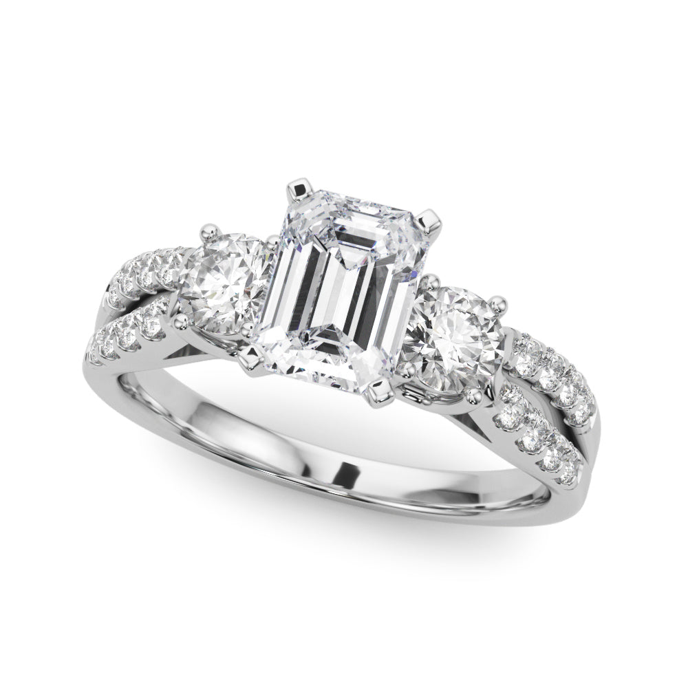 Three Stone Engagement Ring with Split Shank