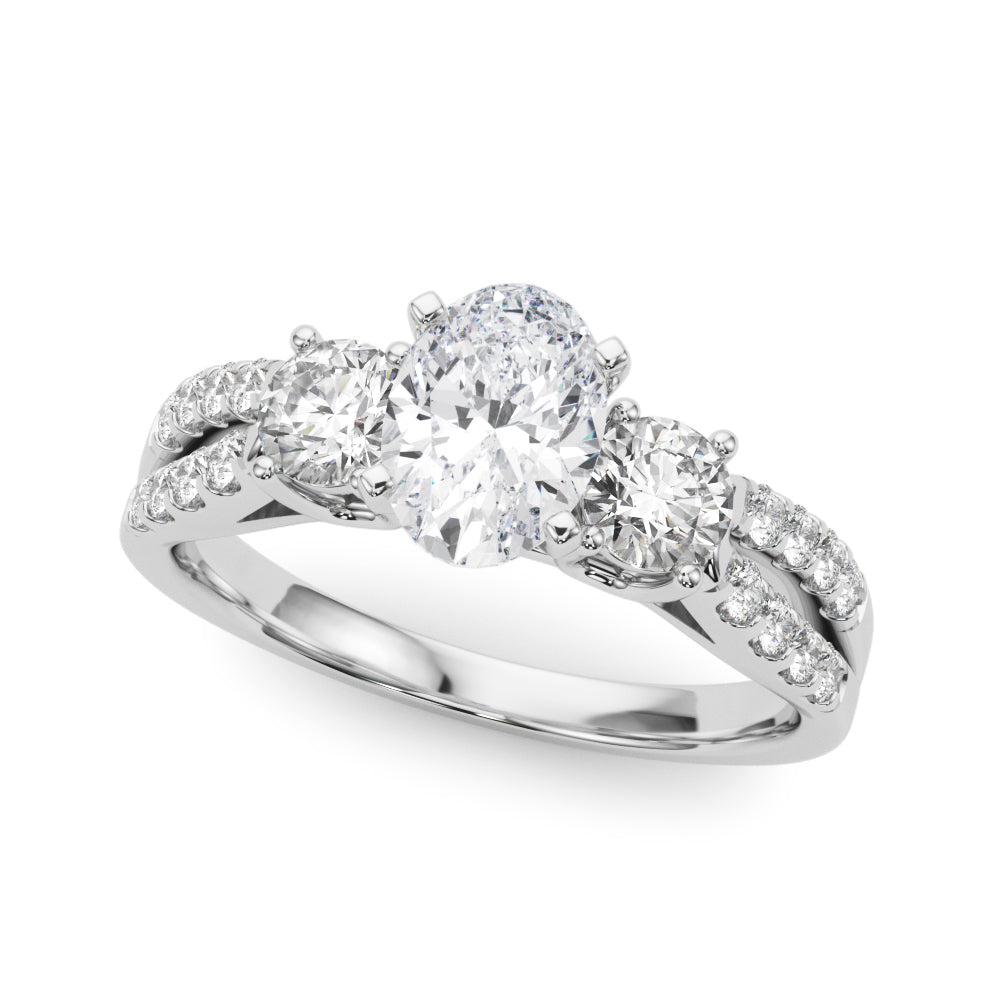 Three Stone Engagement Ring with Split Shank