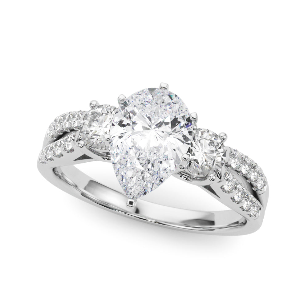 Three Stone Engagement Ring with Split Shank