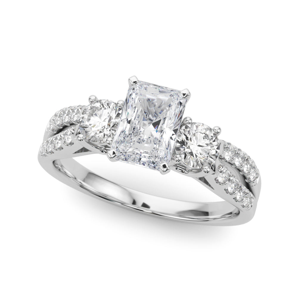 Three Stone Engagement Ring with Split Shank