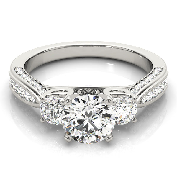 3-Stone Single Row Engagement Ring