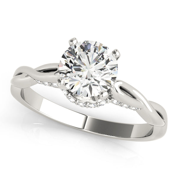 Solitaire Hidden Halo Twisted Engagement Ring
