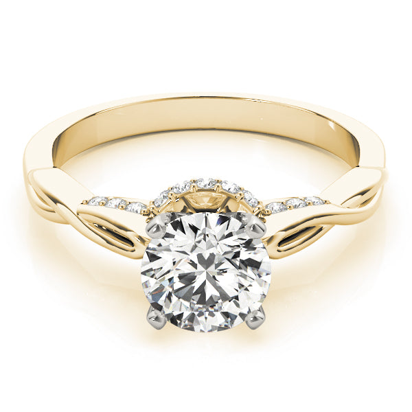 Solitaire Hidden Halo Twisted Engagement Ring