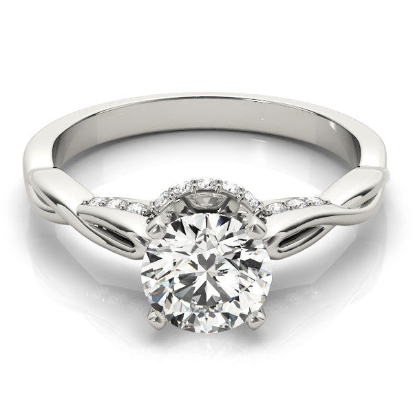 Solitaire Hidden Halo Twisted Engagement Ring