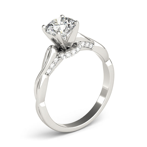 Solitaire Hidden Halo Twisted Engagement Ring