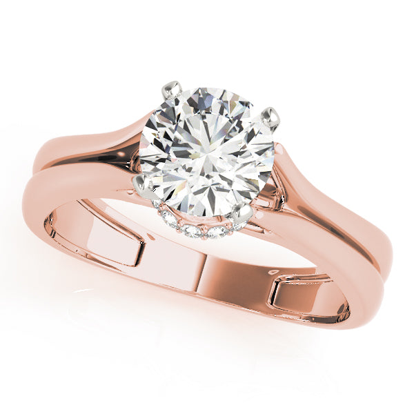 Solitaire Hidden Halo Split Shank Engagement Ring