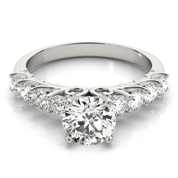 Single Row Shared Prong Engagement Ring